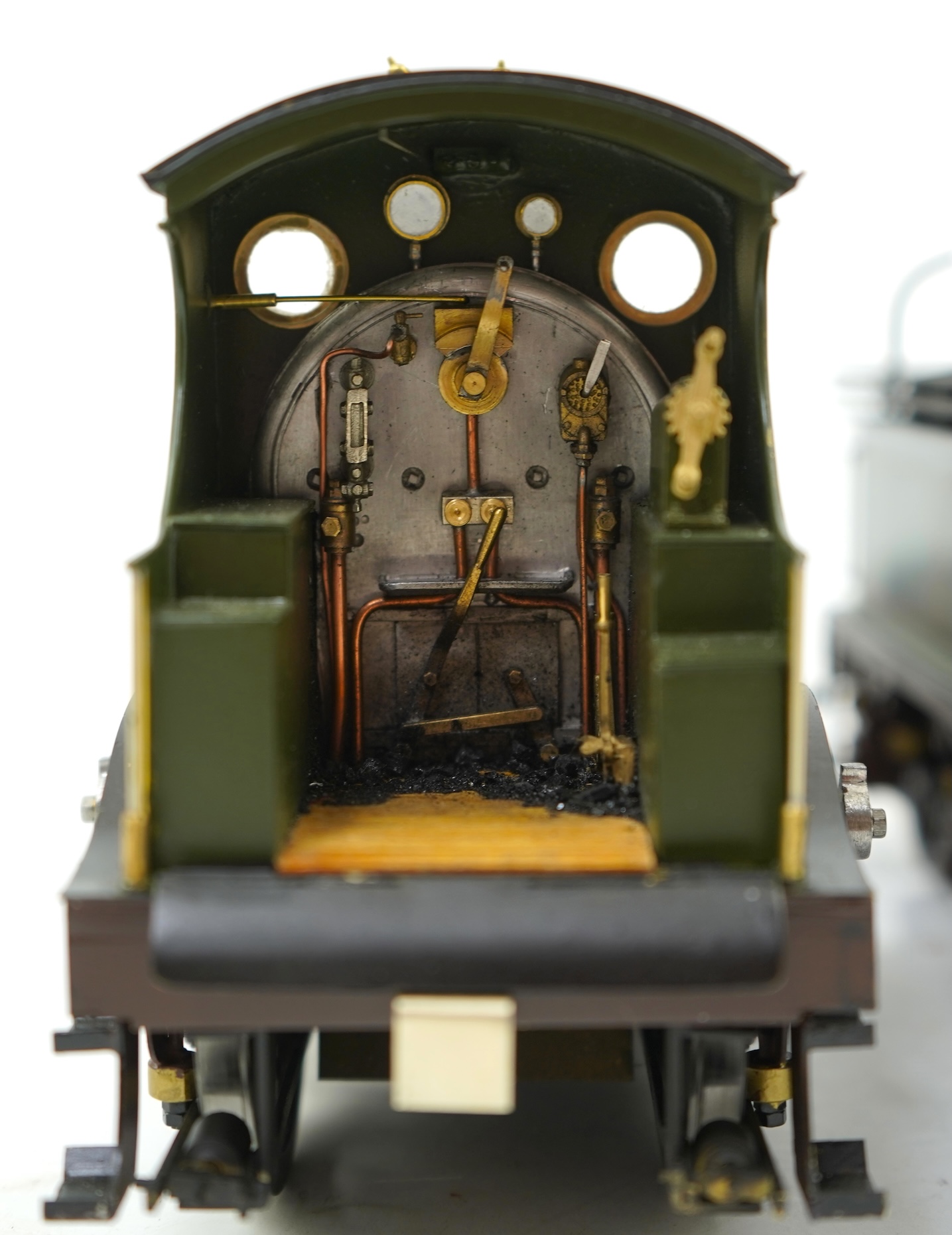A Gauge One model of GWR Armstrong Class, Brunel 16, 4-4-0 tender locomotive, constructed, painted and lined to a very high standard and left unpowered to allow room for the detailed fire box.